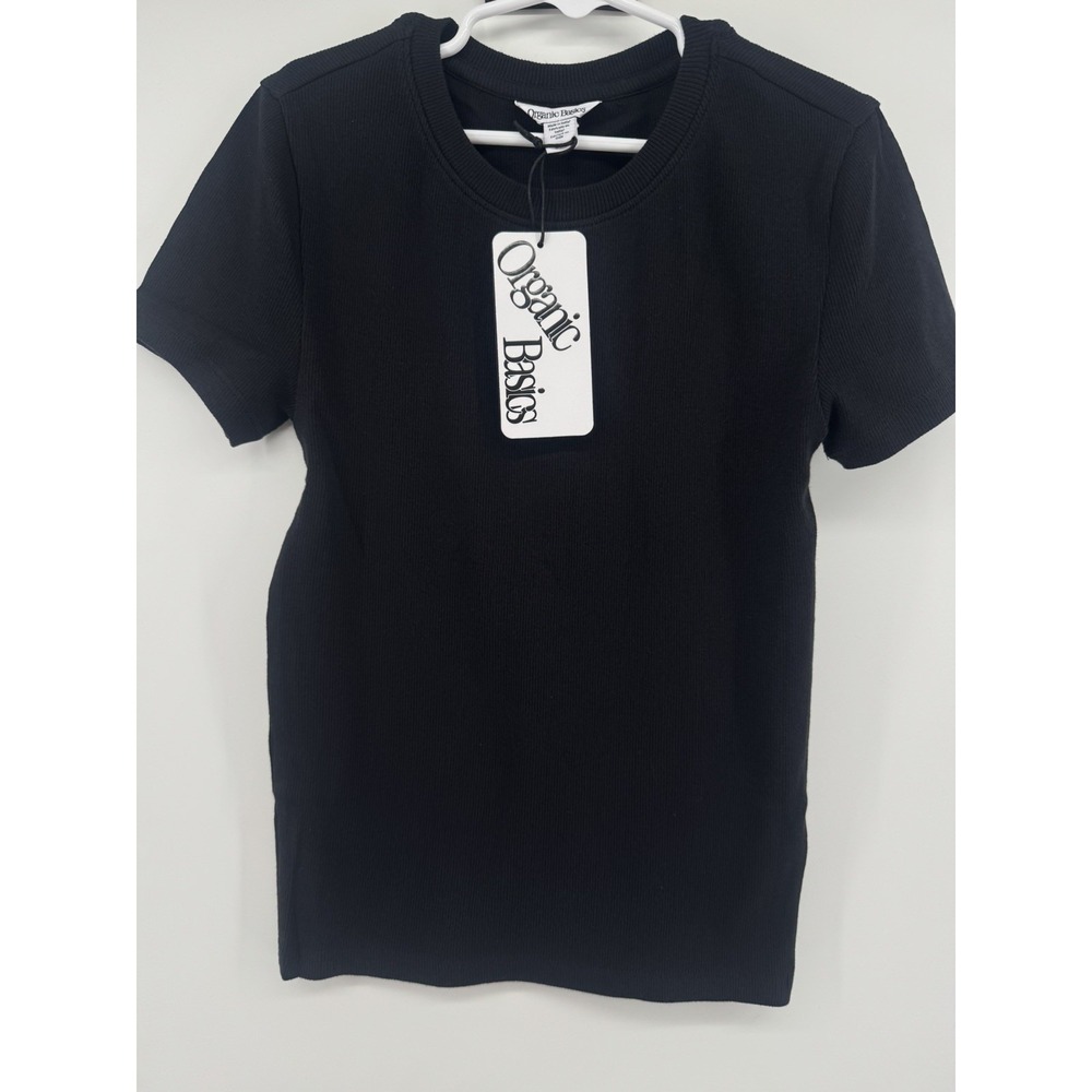 Organic Basics Core Rib Tee Black size Small NWT Shirt